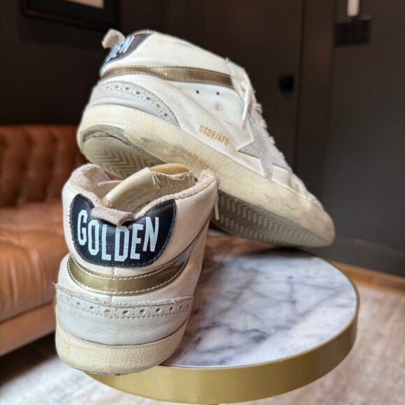 AUTHENTIC *GOLDEN GOOSE* Creme, Black, Gold Mid-Star * Size 10 - Picture 2 of 6